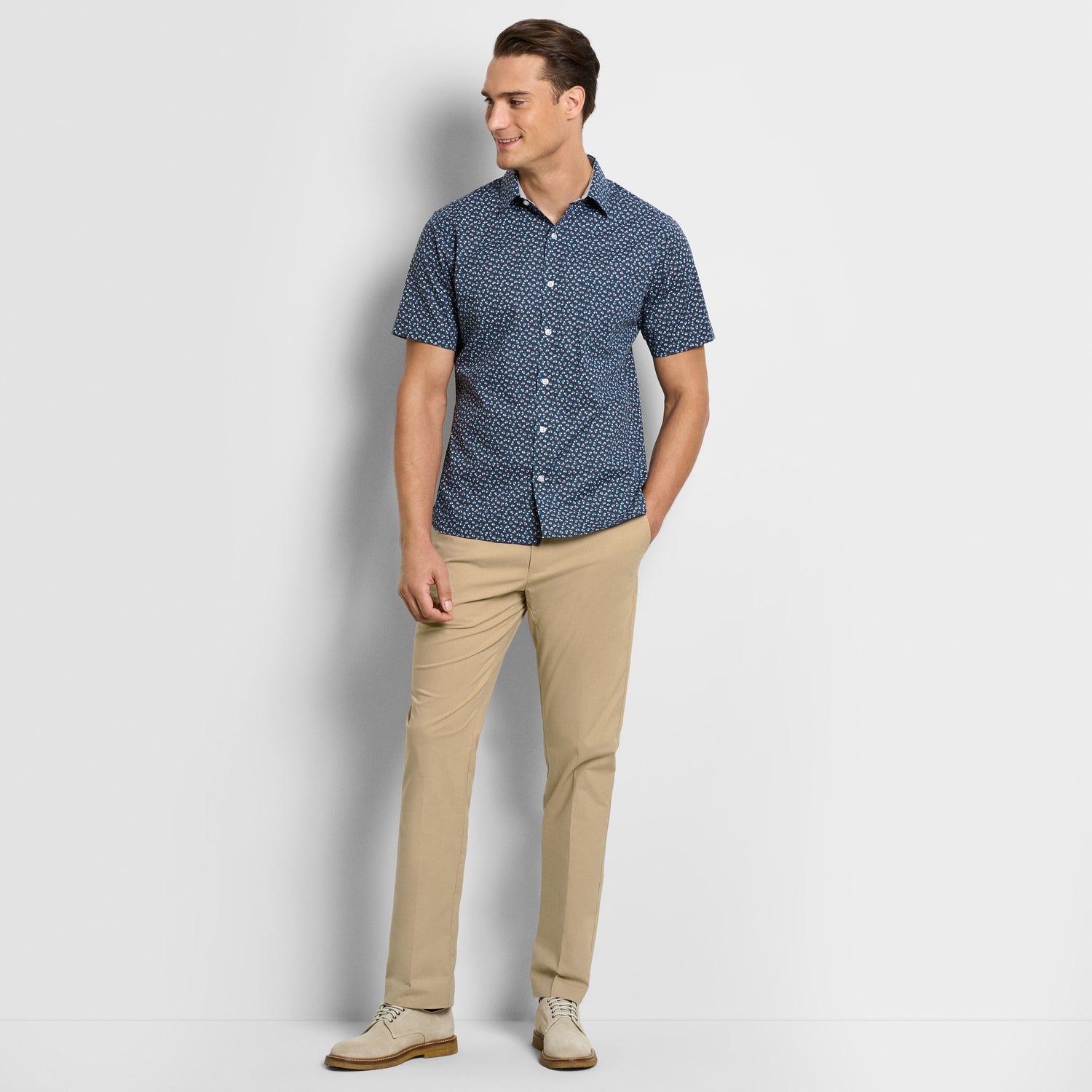 Folsen Short Sleeve Stain Shield Ditzy Print - Slim Fit Folsen Short Sleeve Stain Shield Ditzy Print - Slim Fit