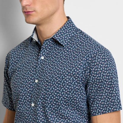 Folsen Short Sleeve Stain Shield Ditzy Print - Slim Fit
