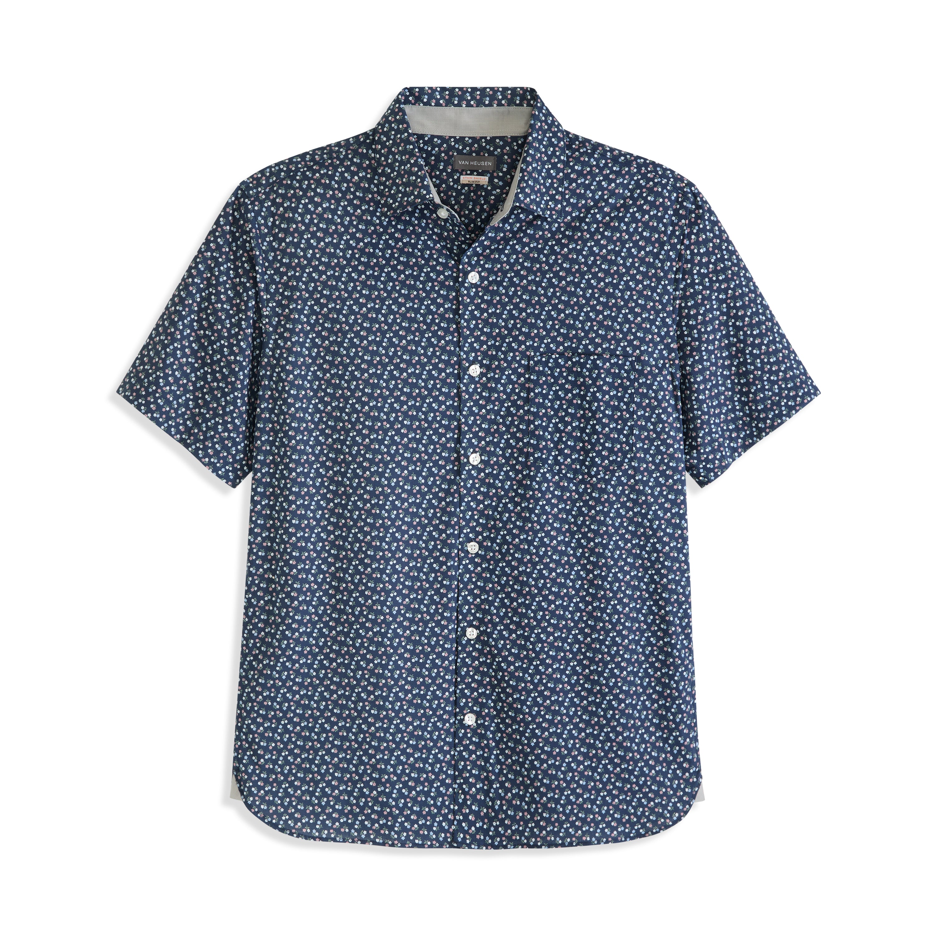 Folsen Short Sleeve Stain Shield Ditzy Print - Slim Fit