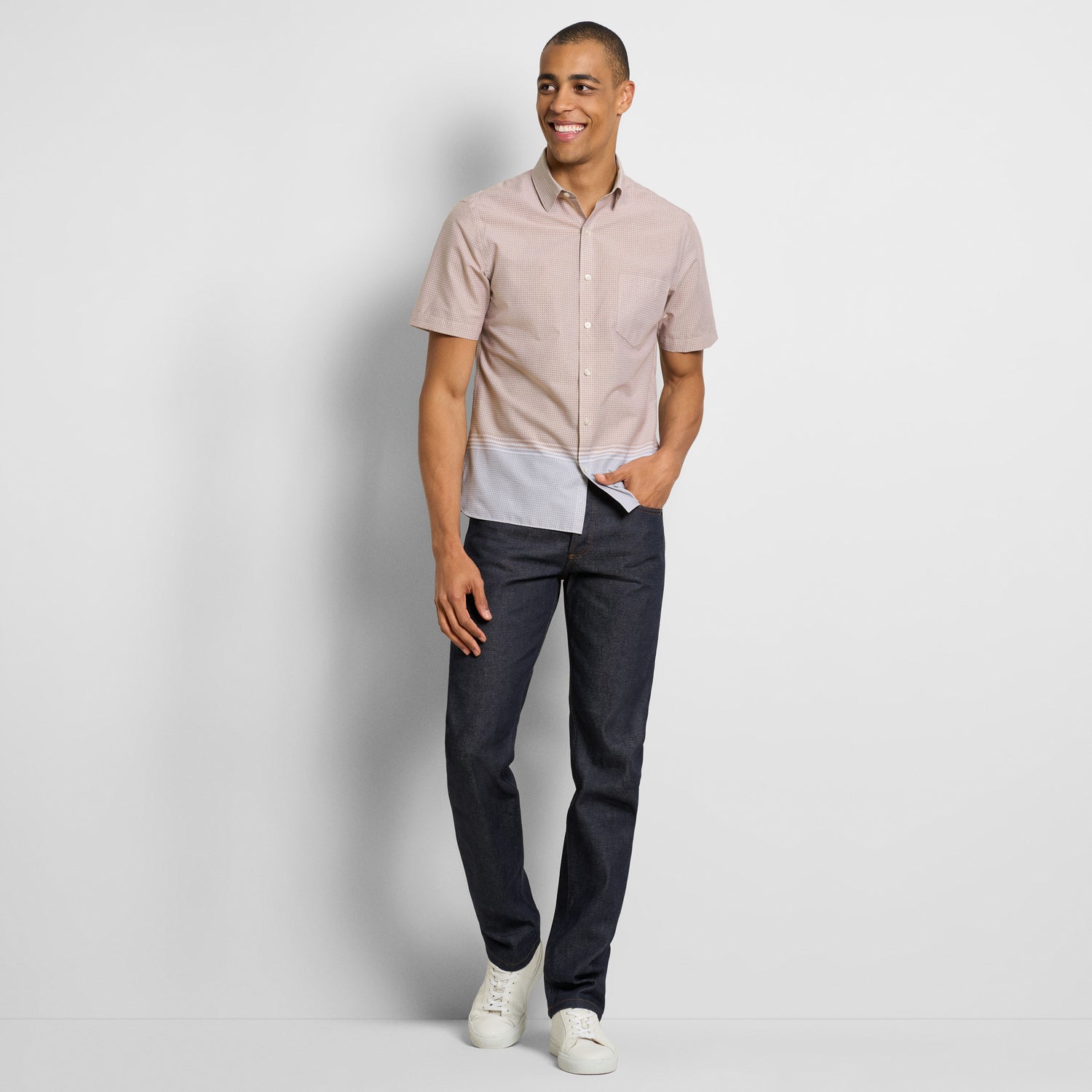 Folsen Short Sleeve Stain Shield Bobbin Print Shirt - Slim Fit