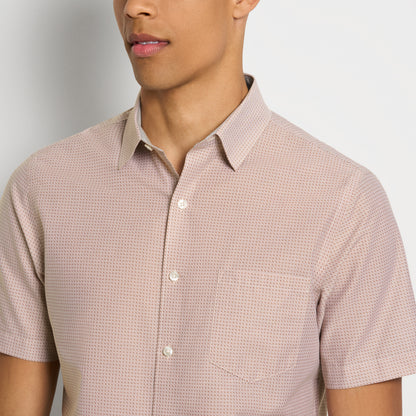 Folsen Short Sleeve Stain Shield Bobbin Print Shirt - Slim Fit