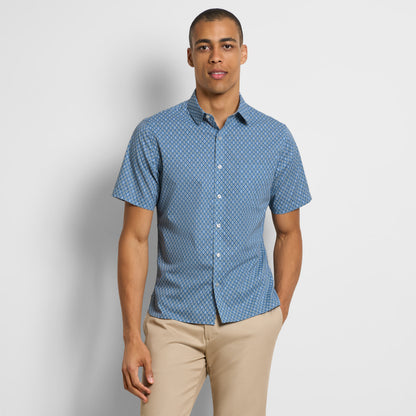 Folsen Short Sleeve Stain Shield Open Geo Print Shirt - Slim Fit