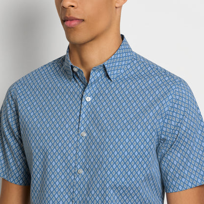 Folsen Short Sleeve Stain Shield Open Geo Print Shirt - Slim Fit