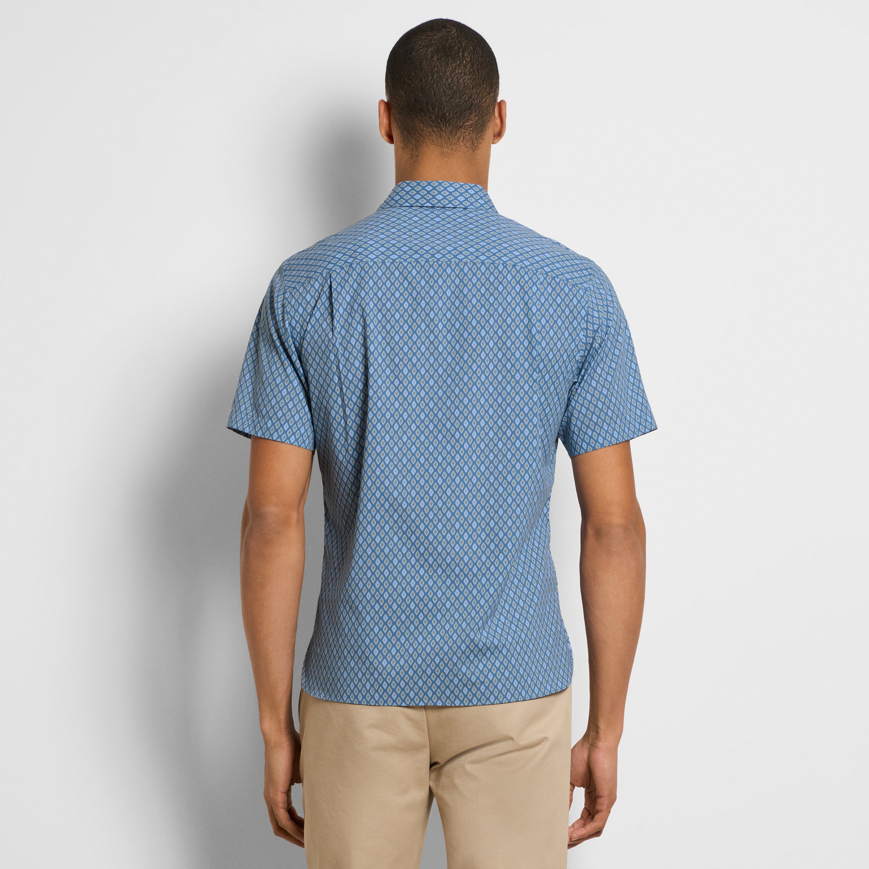 Folsen Short Sleeve Stain Shield Open Geo Print Shirt - Slim Fit