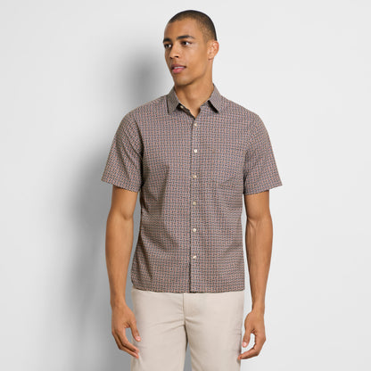 Folsen Short Sleeve Stain Shield Pavers Print Shirt - Slim Fit