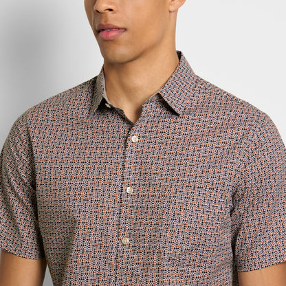 Folsen Short Sleeve Stain Shield Pavers Print Shirt - Slim Fit