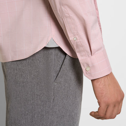 Cronbie Long Sleeve Slim Fit Stain Shield Grid Pattern Shirt