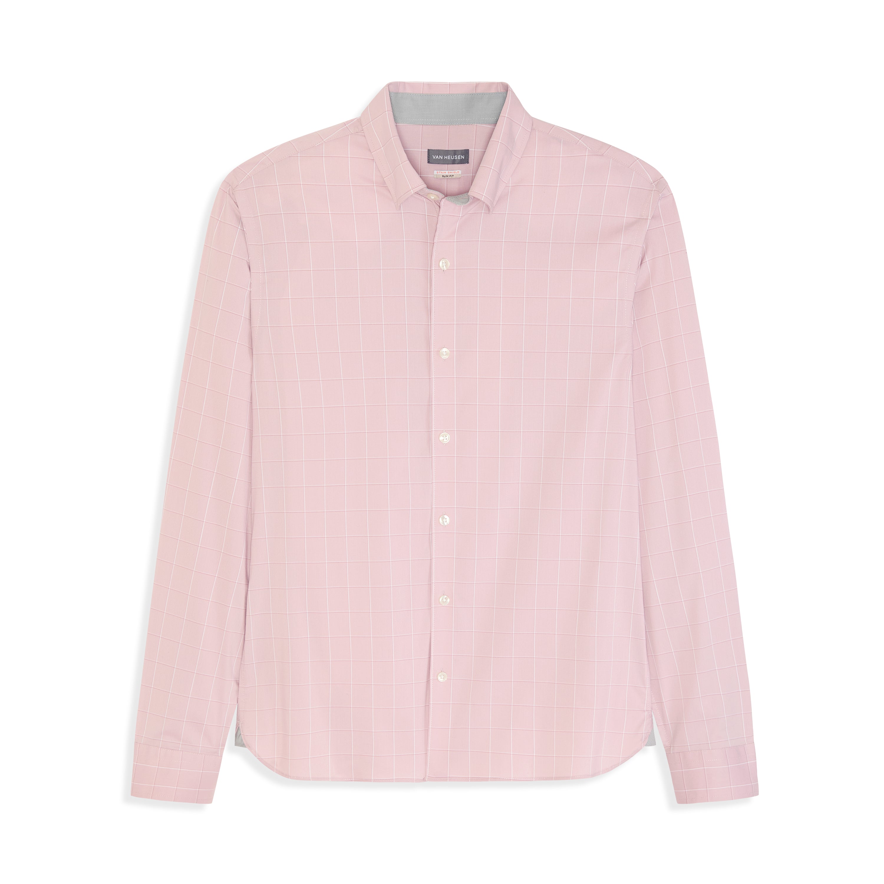 Cronbie Long Sleeve Slim Fit Stain Shield Grid Pattern Shirt