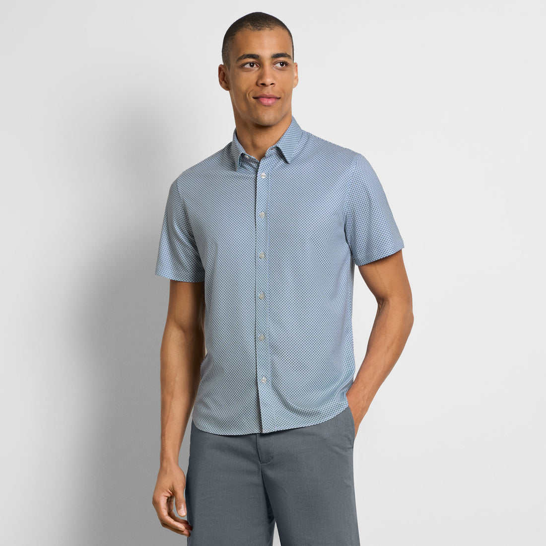 Performance Pique Paver Print Shirt - Slim Fit