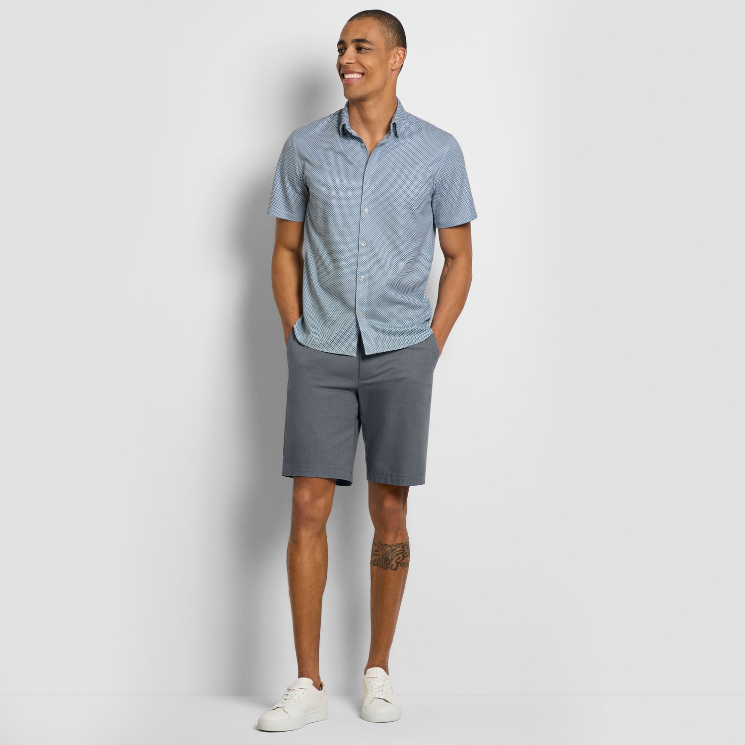 Performance Pique Paver Print Shirt - Slim Fit