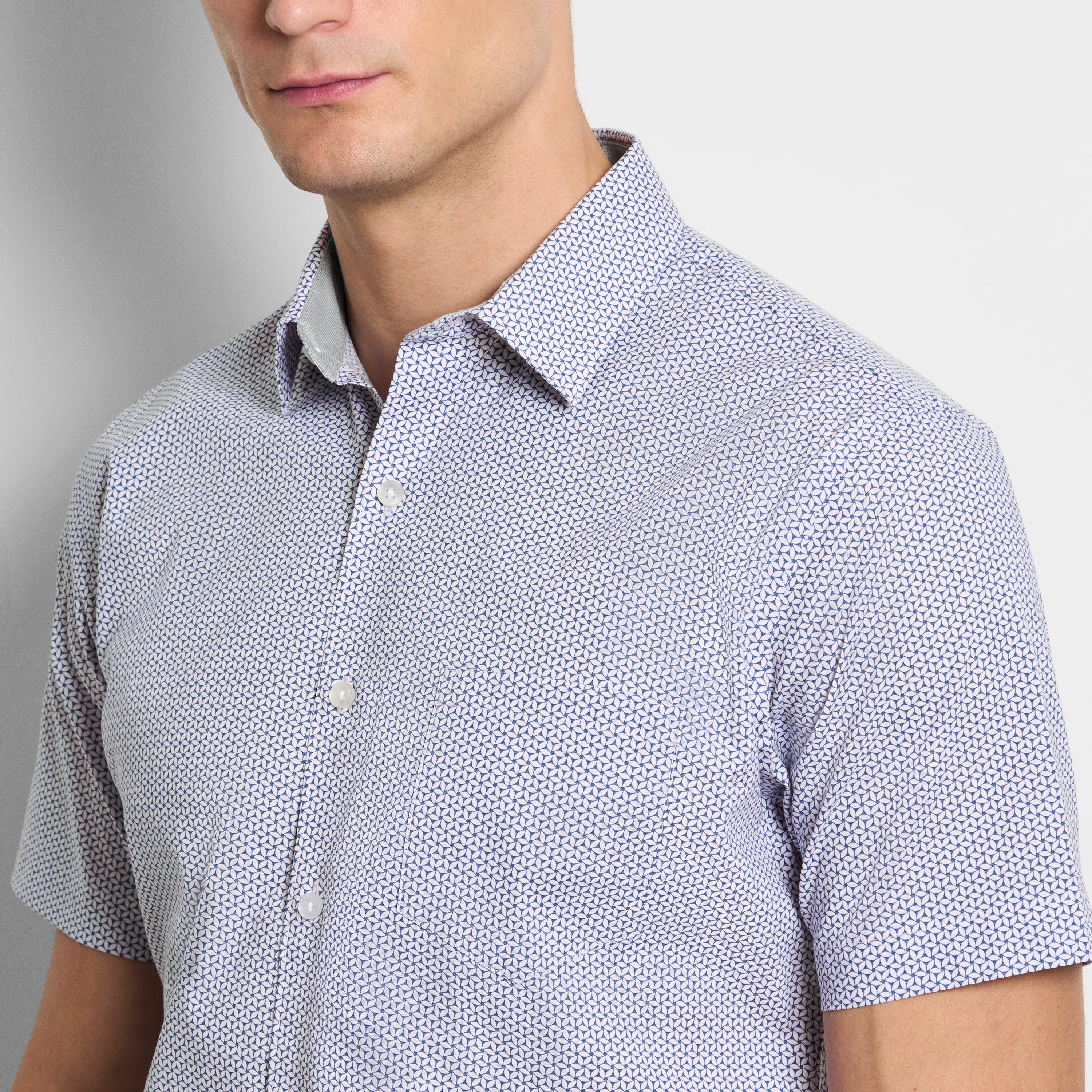 Folsen Short Sleeve Stain Shield Tiny Geo Print Shirt - Slim Fit