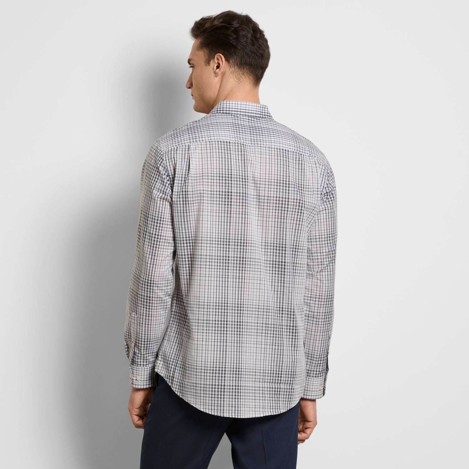 Wrinkle Free Long Sleeve Shirt Ombre Grid