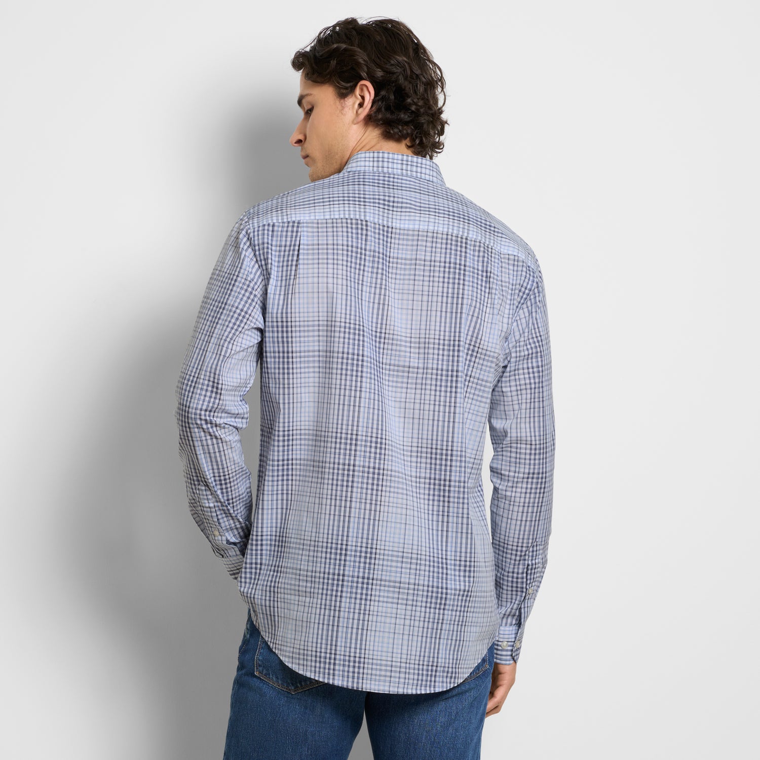 Wrinkle Free Long Sleeve Shirt Ombre Grid
