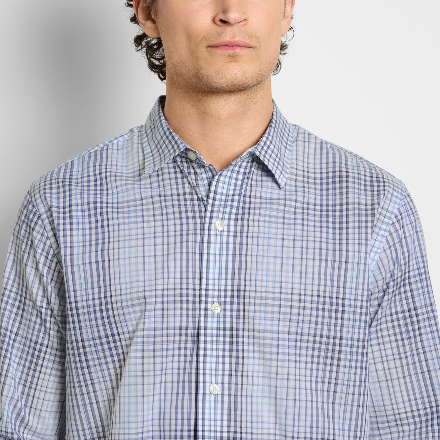 Wrinkle Free Long Sleeve Shirt Ombre Grid