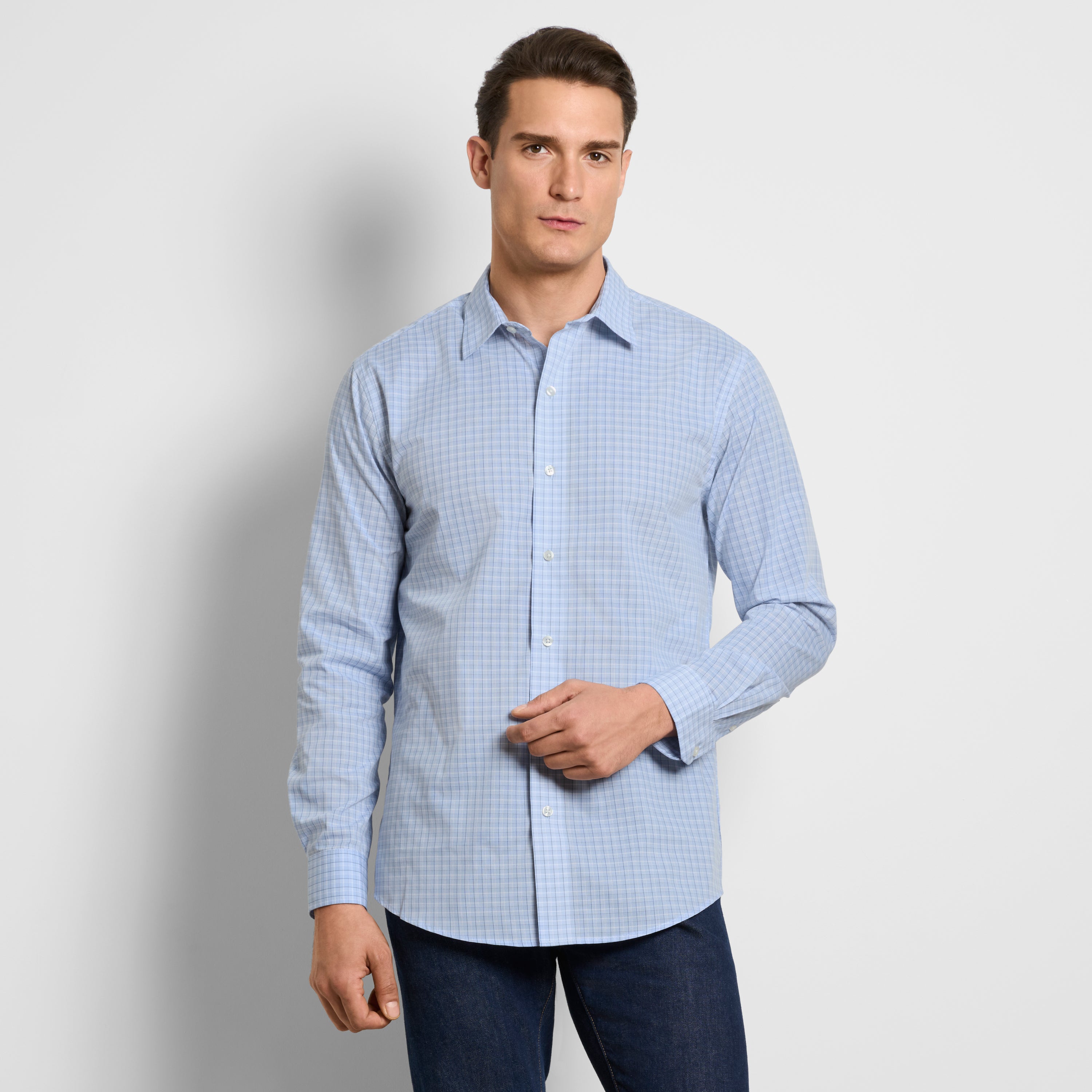 Wrinkle Free Long Sleeve Shirt Mini Plaid
