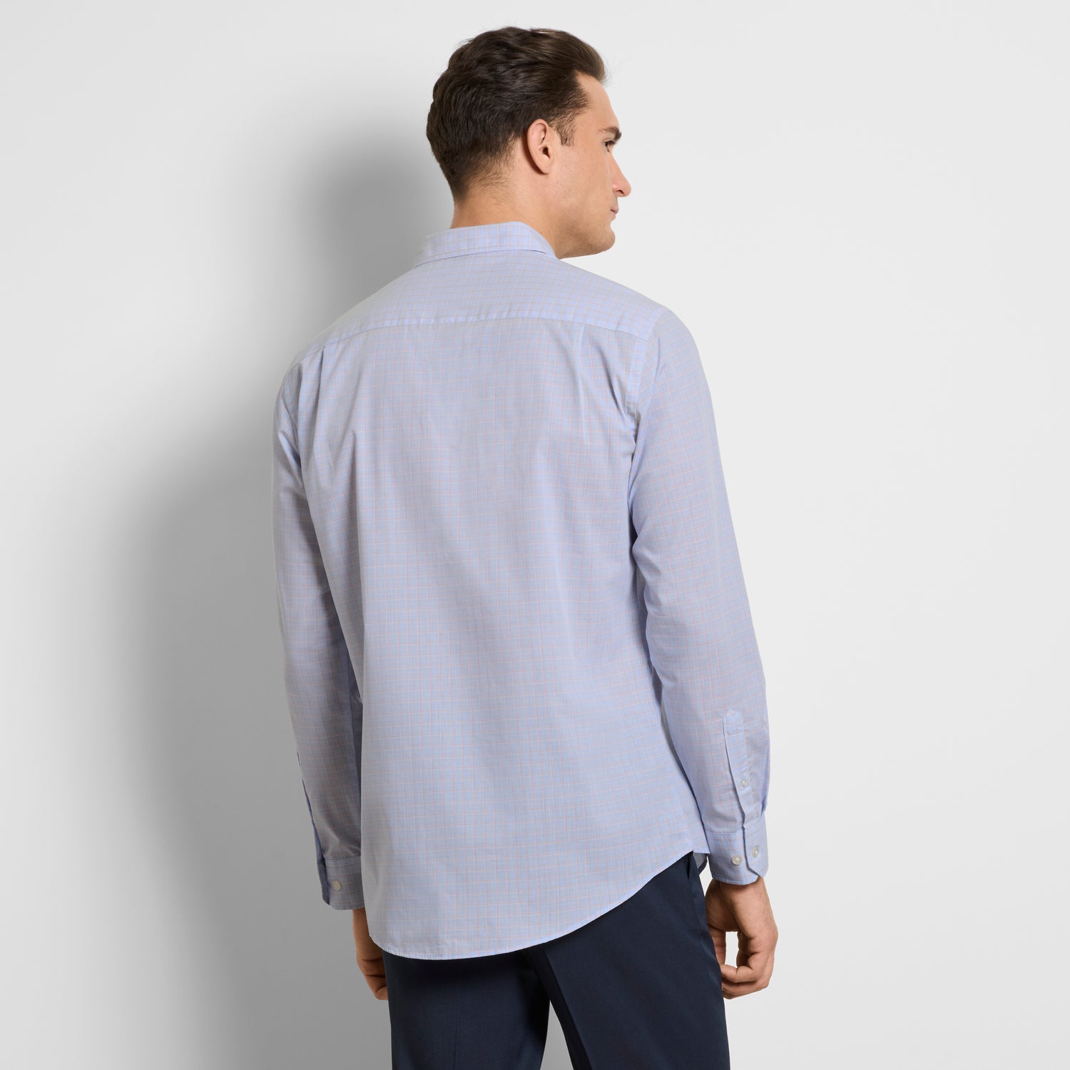 Wrinkle Free Long Sleeve Shirt End on End Plaid