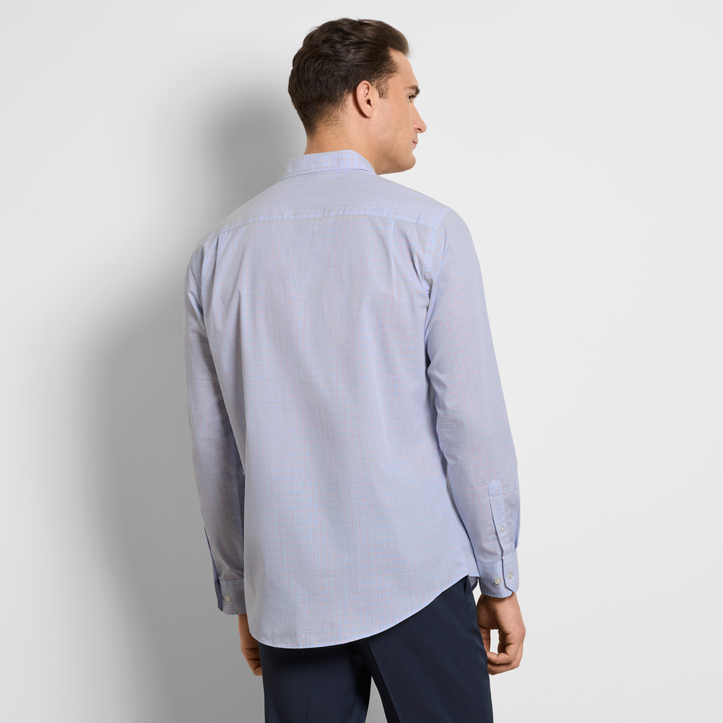 Wrinkle Free Long Sleeve Shirt End on End Plaid