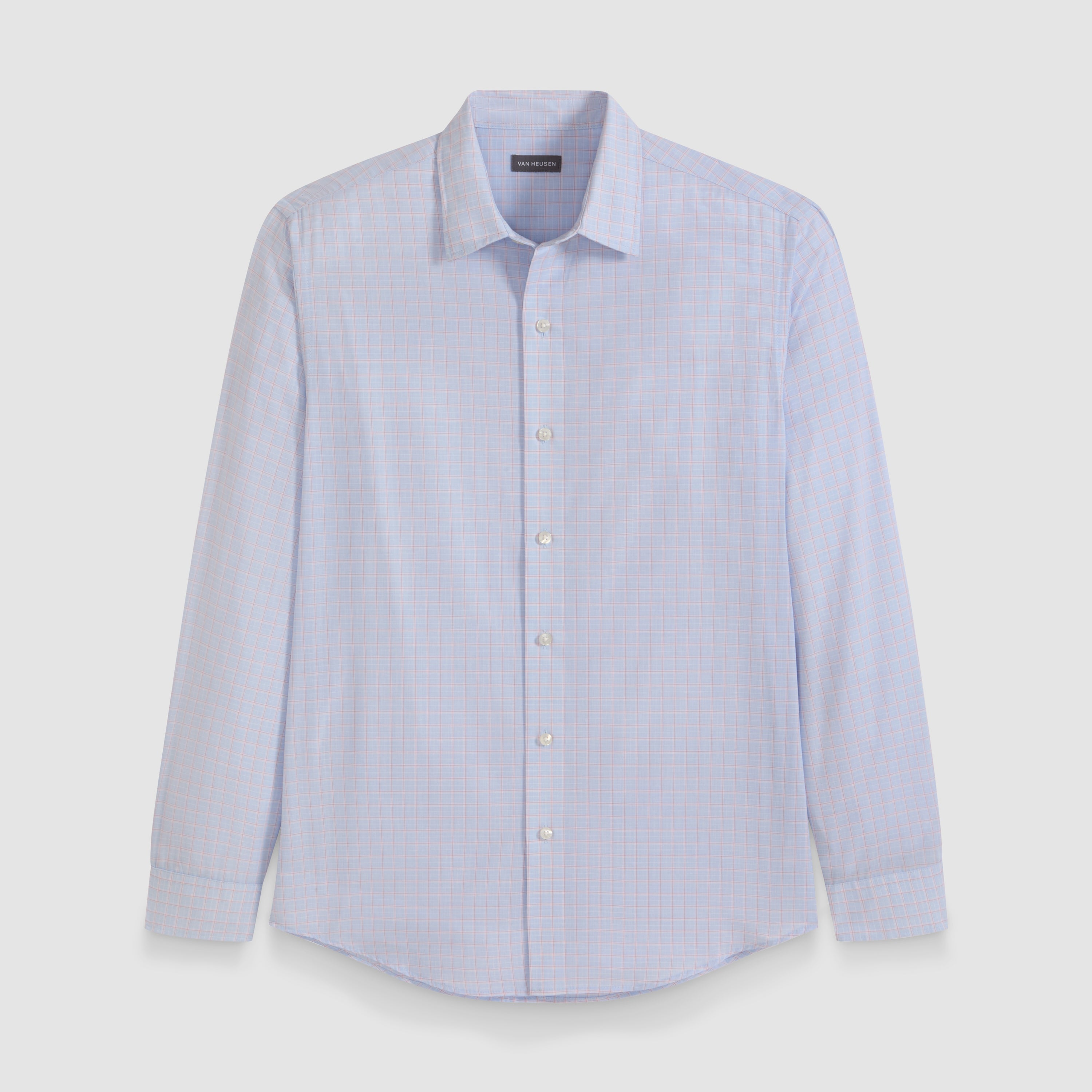 Wrinkle Free Long Sleeve Shirt End on End Plaid