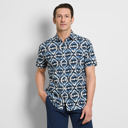Ikat Print Texture Camp Shirt