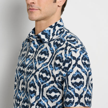 Ikat Print Texture Camp Shirt