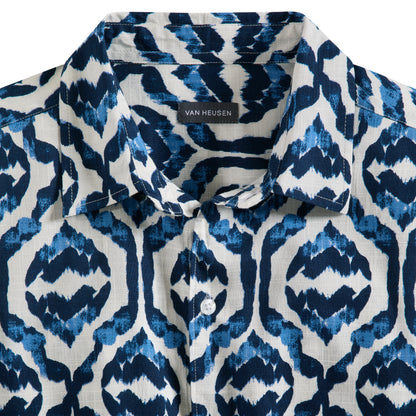 Ikat Print Texture Camp Shirt