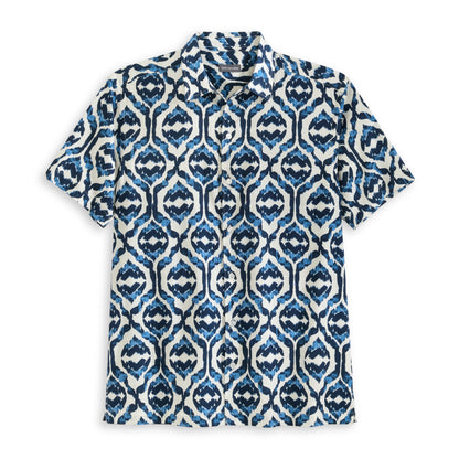 Ikat Print Texture Camp Shirt