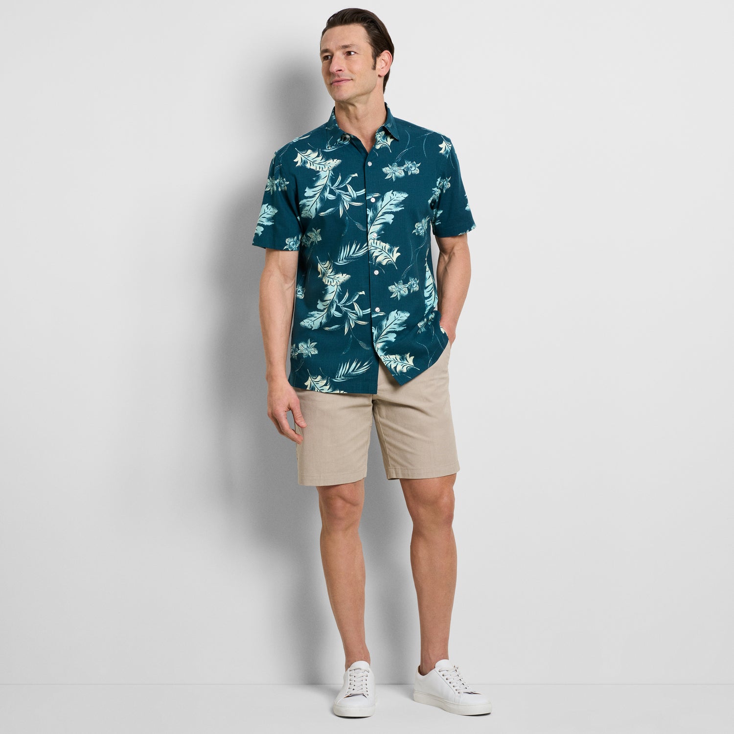 Orchid Print Texture Camp Shirt