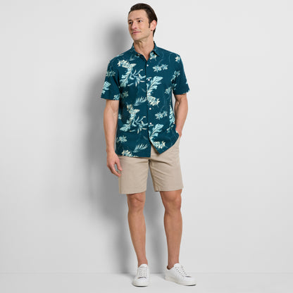 Orchid Print Texture Camp Shirt