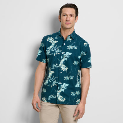 Orchid Print Texture Camp Shirt