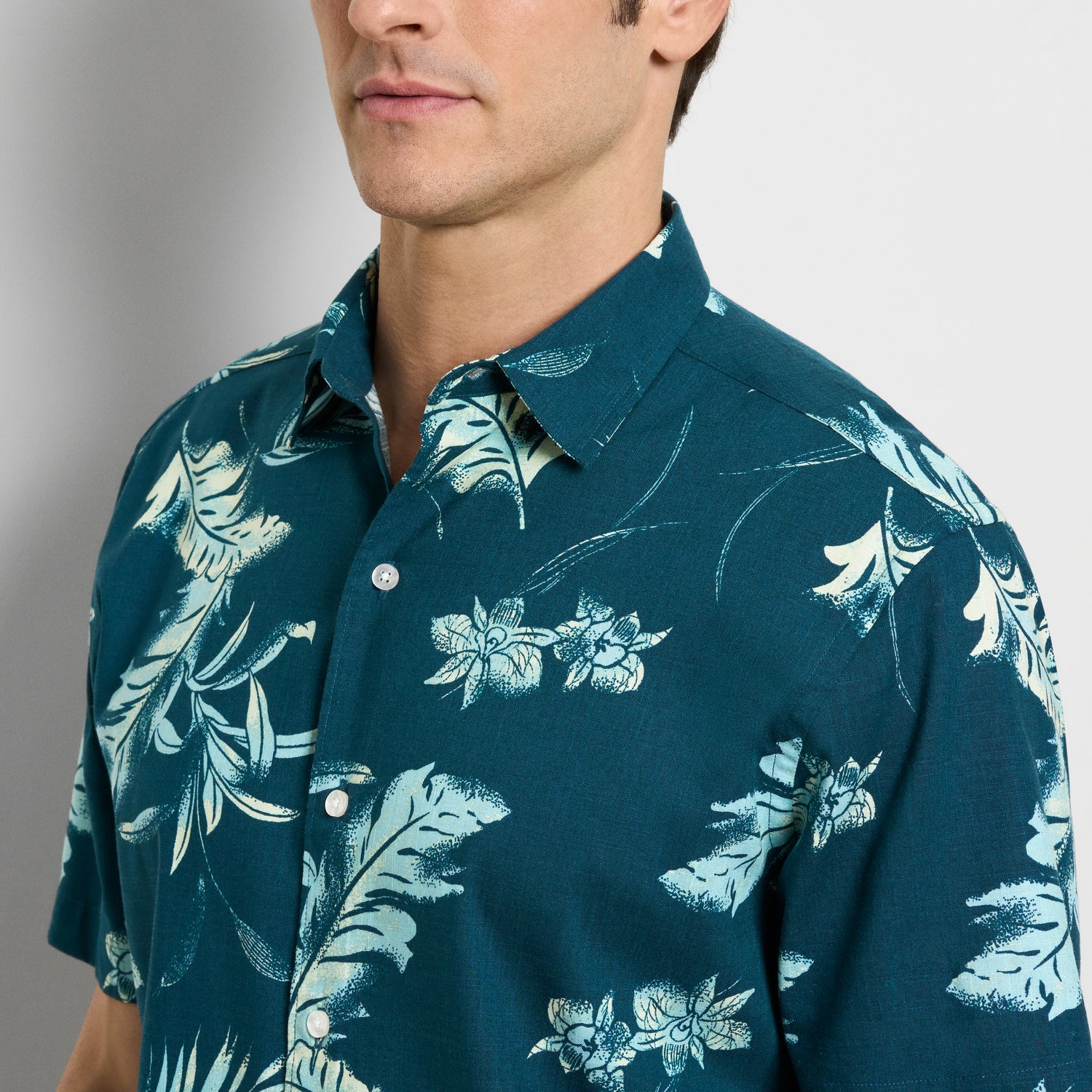 Orchid Print Texture Camp Shirt