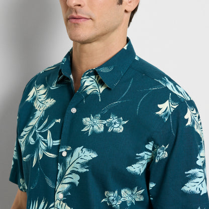 Orchid Print Texture Camp Shirt