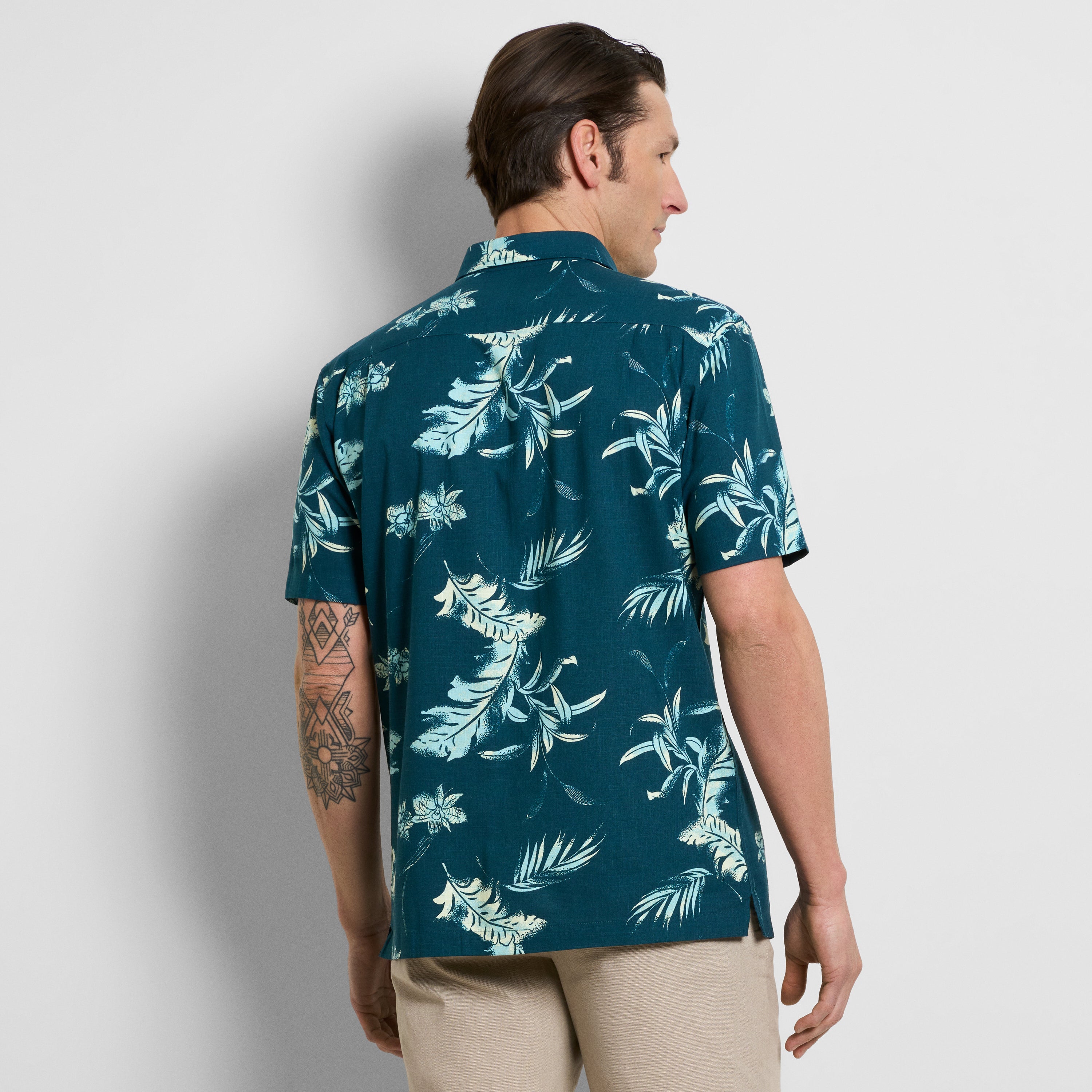 Orchid Print Texture Camp Shirt