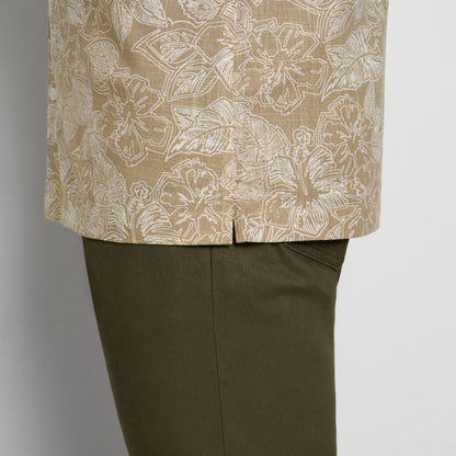 Hibiscus Print Texture Camp Shirt