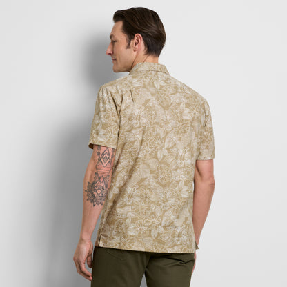 Hibiscus Print Texture Camp Shirt