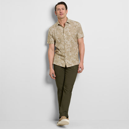 Hibiscus Print Texture Camp Shirt