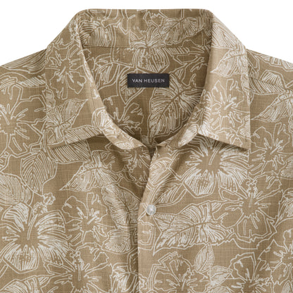 Hibiscus Print Texture Camp Shirt
