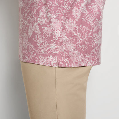Hibiscus Print Texture Camp Shirt