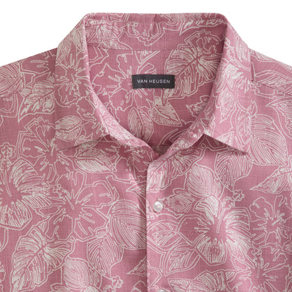 Hibiscus Print Texture Camp Shirt