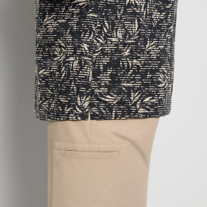 Leaf Print Texture Camp Shirt