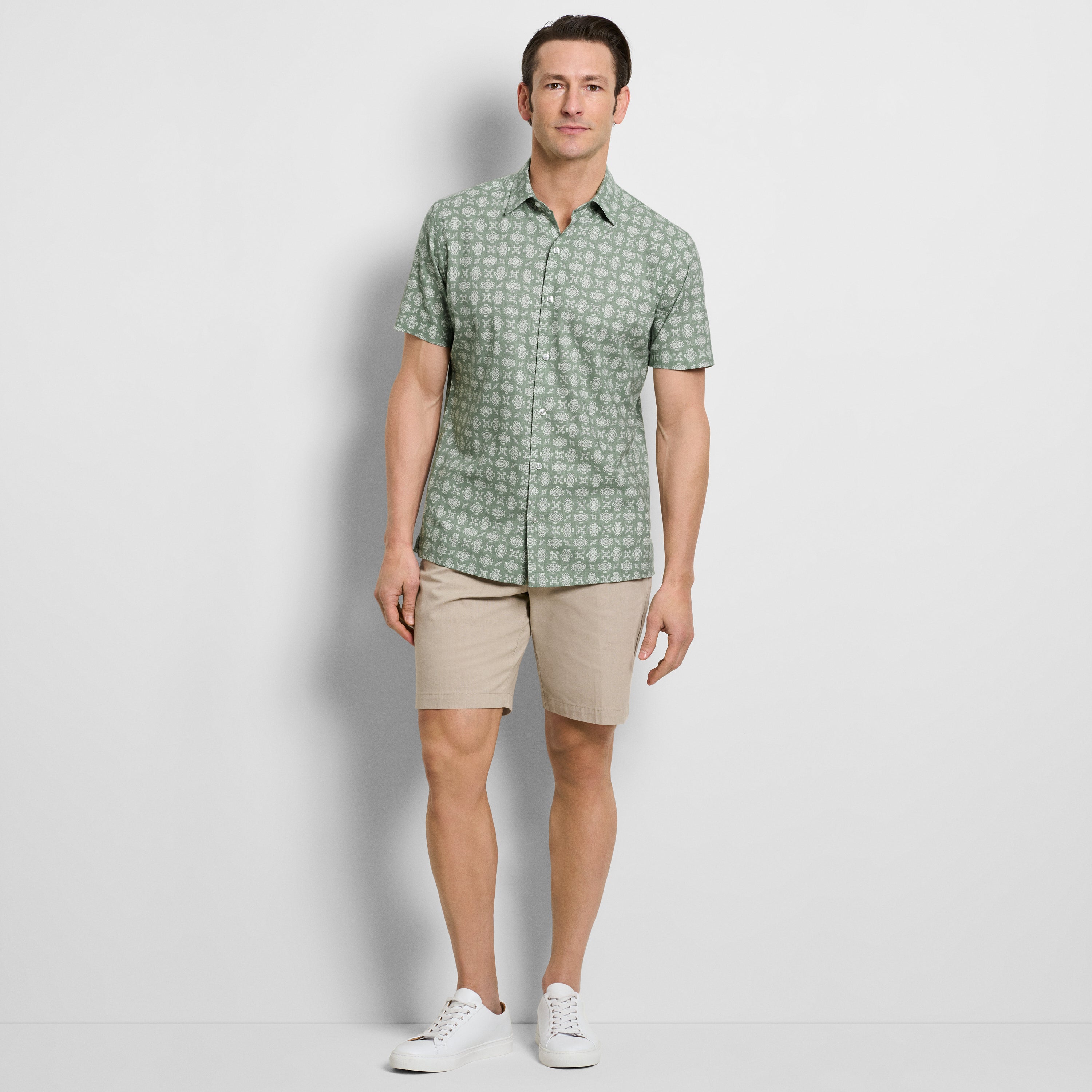 Geo Print Texture Camp Shirt