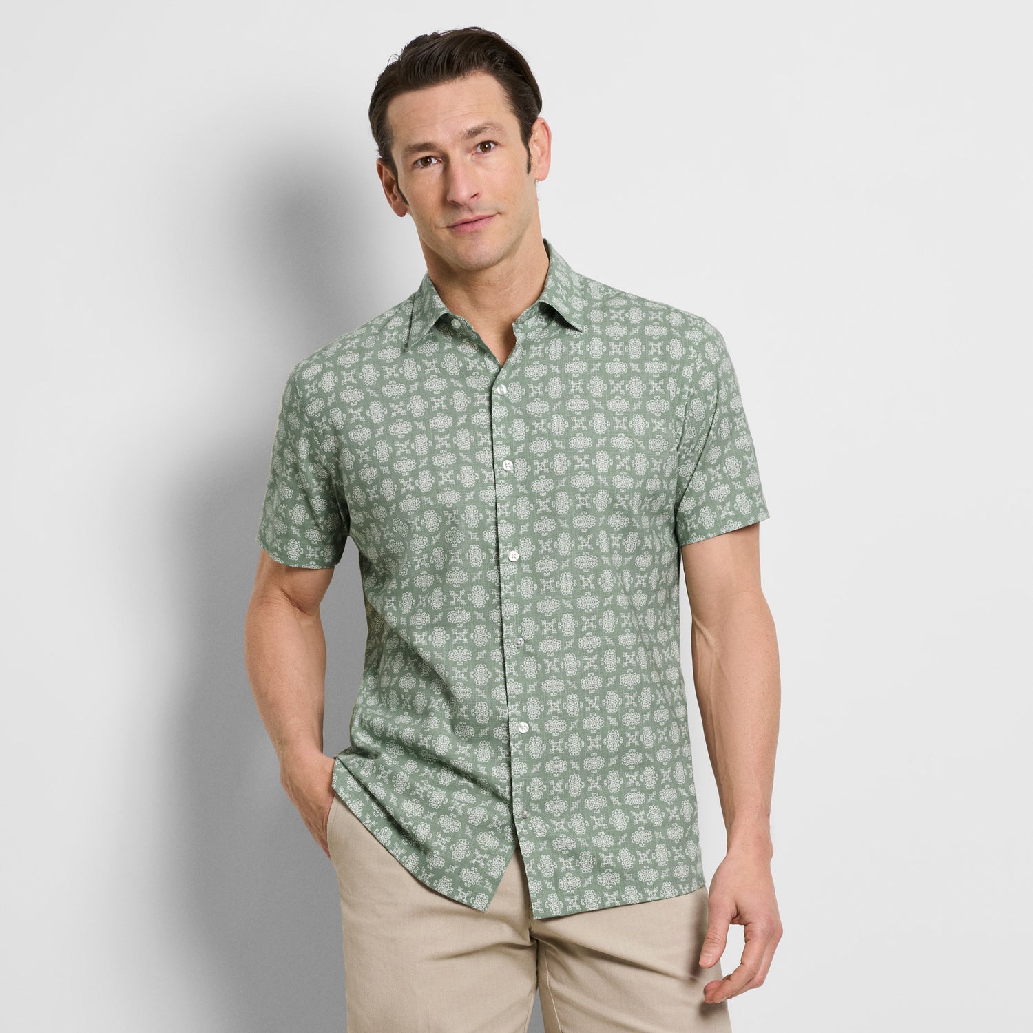 Geo Print Texture Camp Shirt