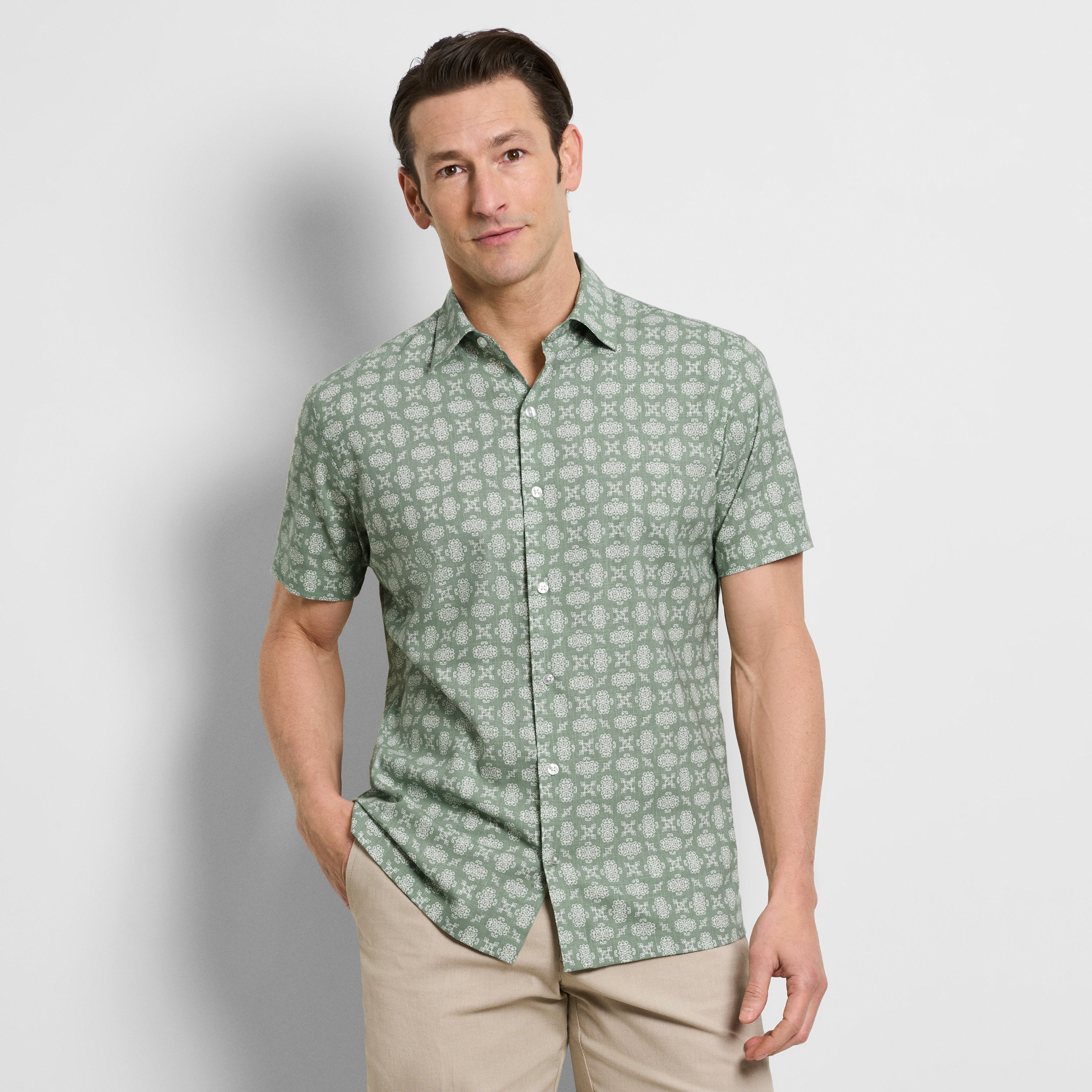 Geo Print Texture Camp Shirt