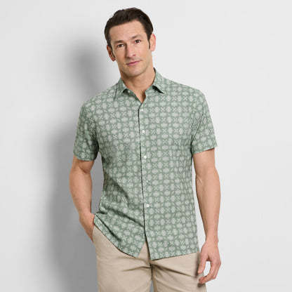 Geo Print Texture Camp Shirt