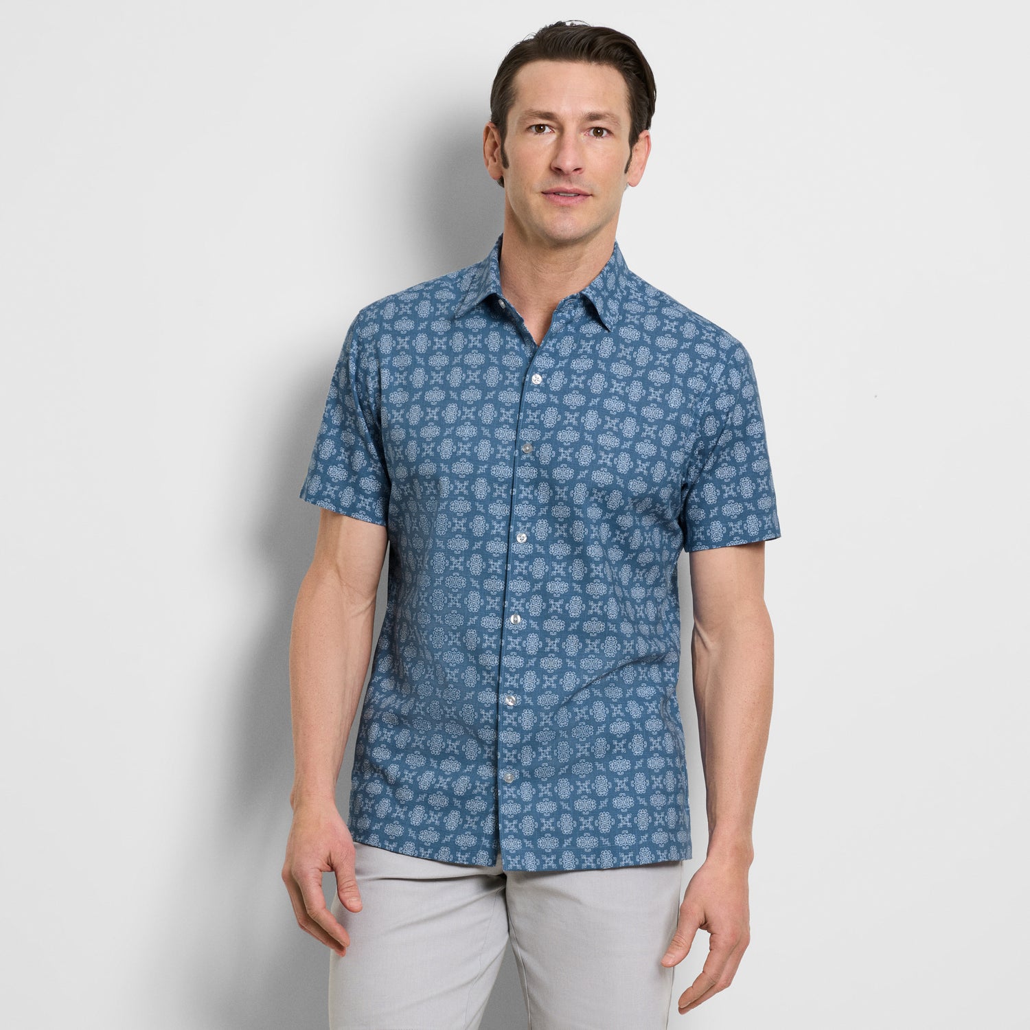 Geo Print Texture Camp Shirt