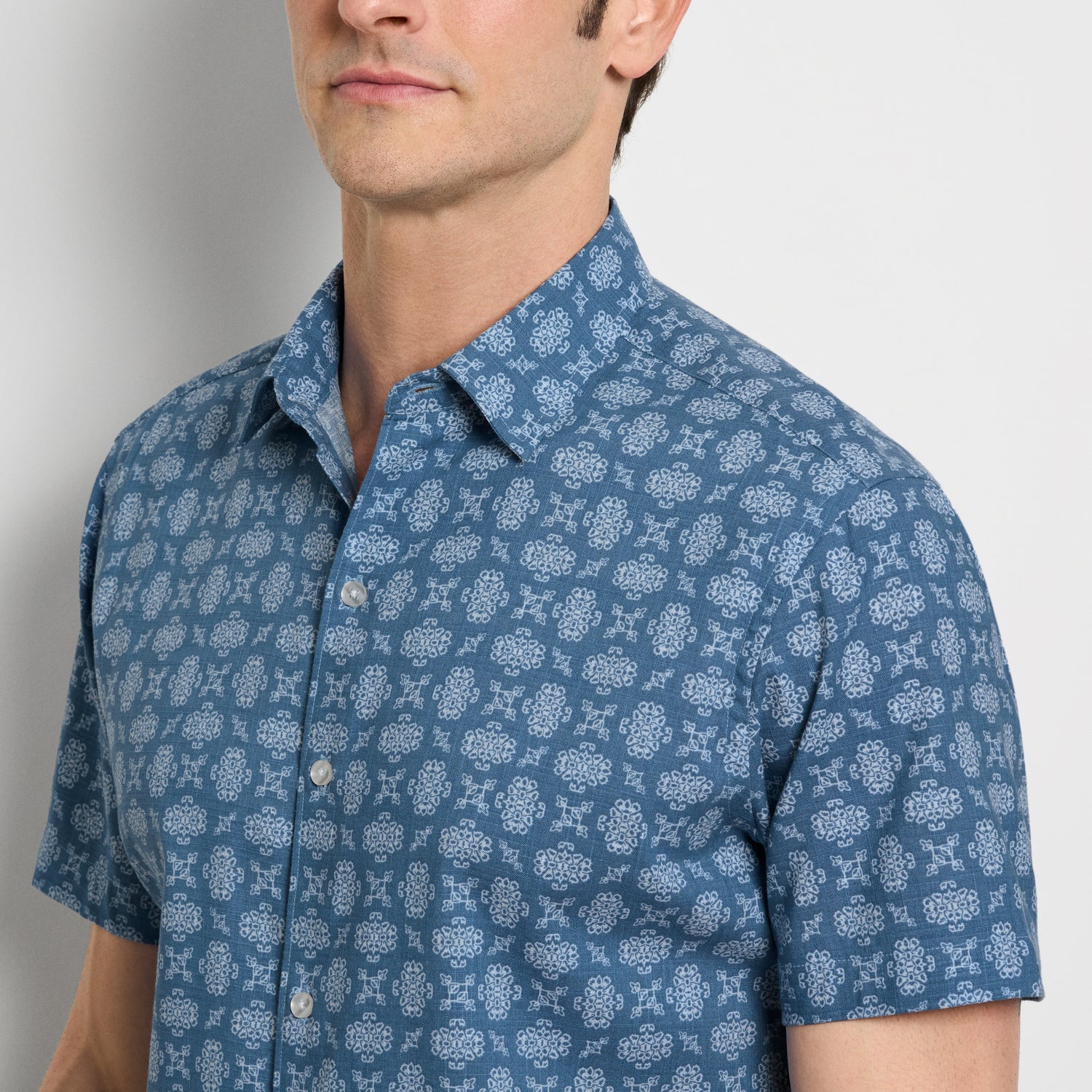 Geo Print Texture Camp Shirt