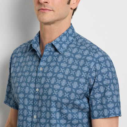 Geo Print Texture Camp Shirt