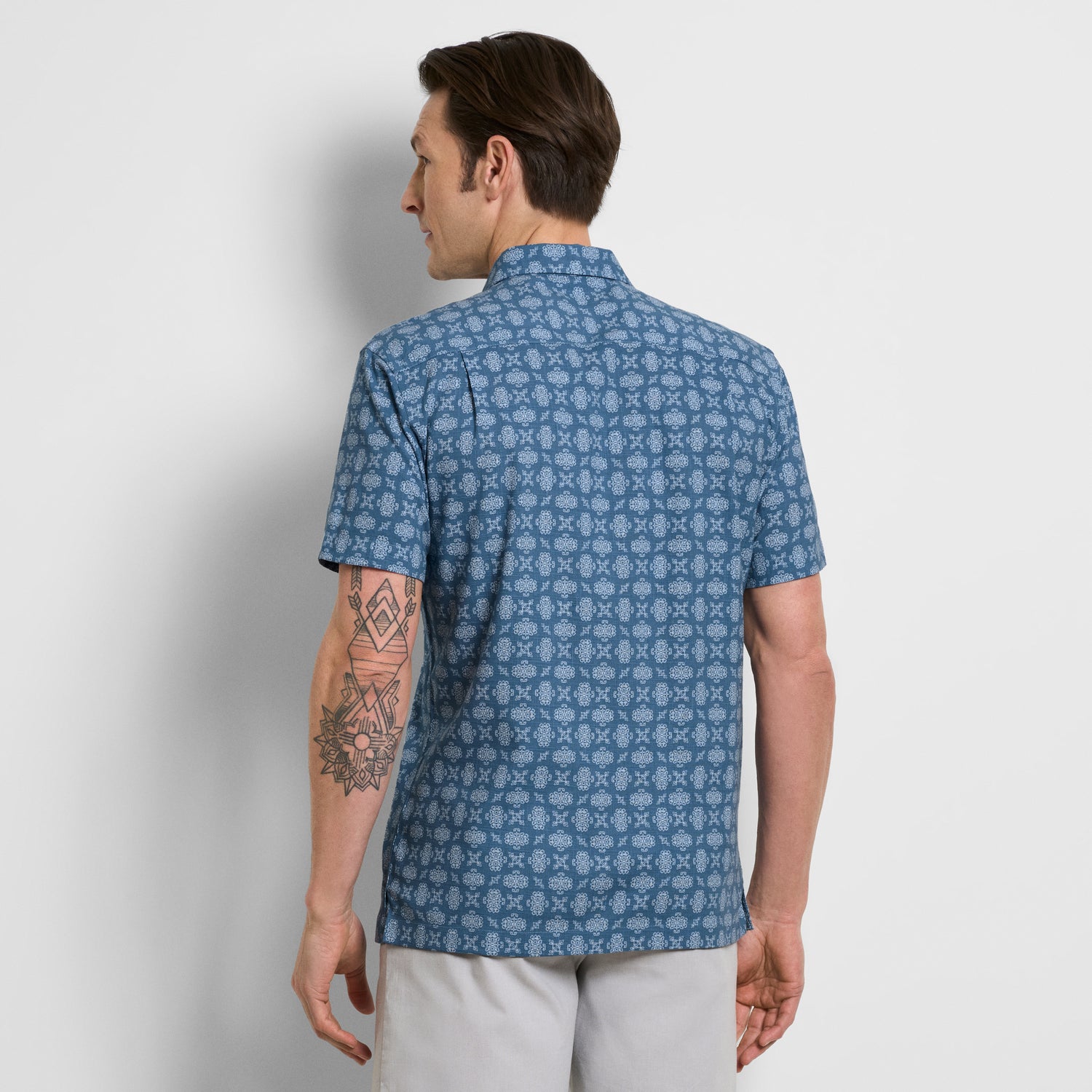 Geo Print Texture Camp Shirt