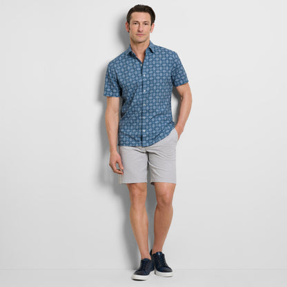 Geo Print Texture Camp Shirt