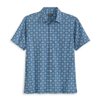 Geo Print Texture Camp Shirt