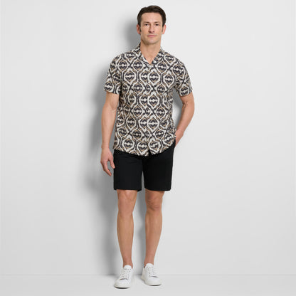 Ikat Print Texture Camp Shirt - Iron Gate